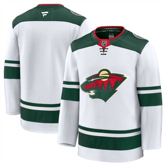 Mens Minnesota Wild Custom White 2024-25 Away Stitched Hockey Jersey